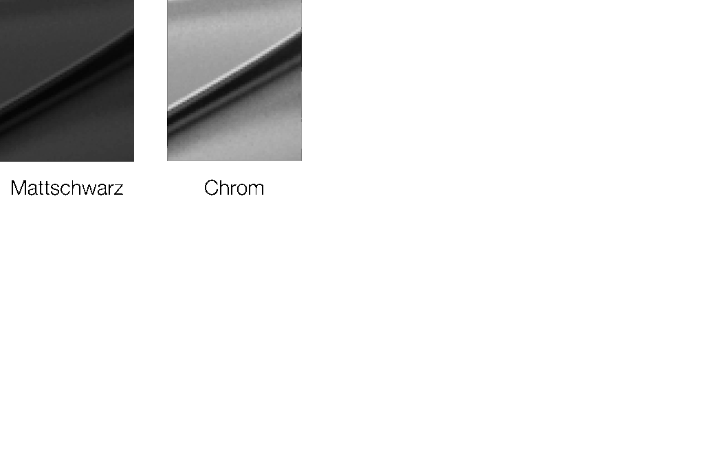 Verfügbare Metallausführungen von Stressless: Schwarz matt und Aluminium poliert.