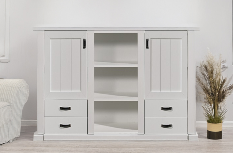 Sylt-Living Sideboard „Art.Nr. 6208“ in Weiß.