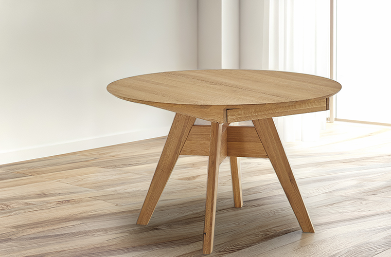 Esstisch „Vigo“ rund und aus Holz.